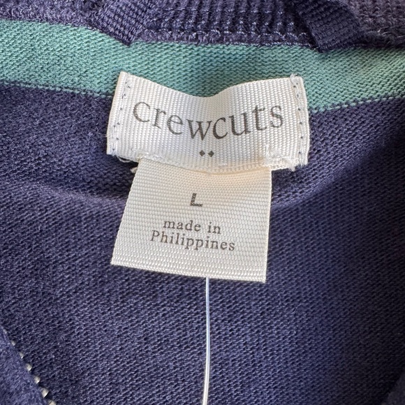 J. Crew Crewcuts Boys Large‎ 1/4 Zip Rugby Sweater Collar NEW Blue green Cotton - Picture 2 of 8